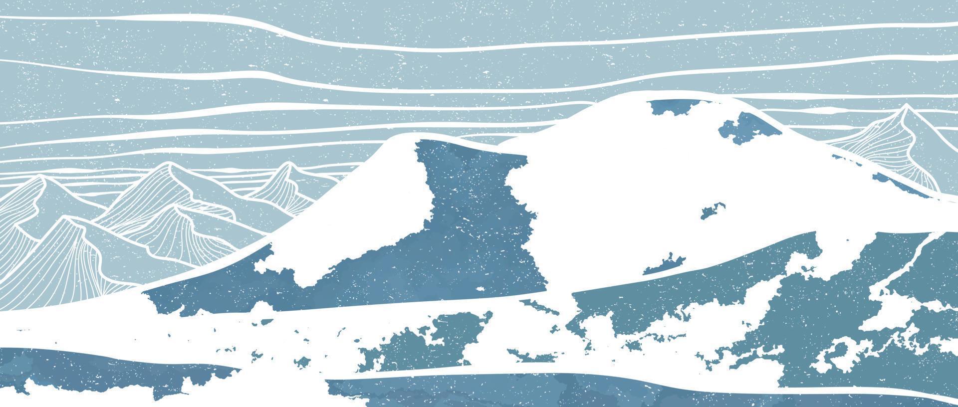 vinter- bergen landskap. mitten århundrade modern konst skriva ut. abstrakt berg samtida estetisk bakgrunder landskap. vektor illustrationer