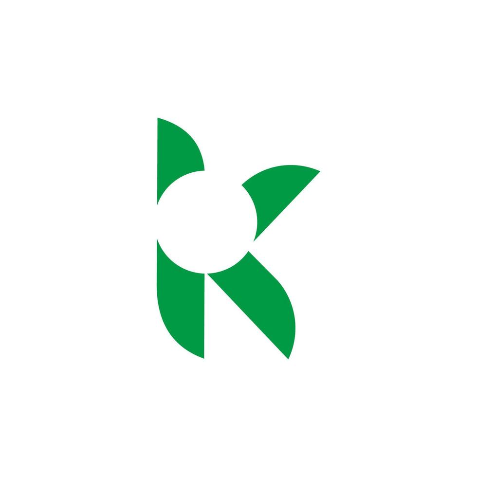 brev k grön blad abstrakt cirkel skära design logotyp vektor