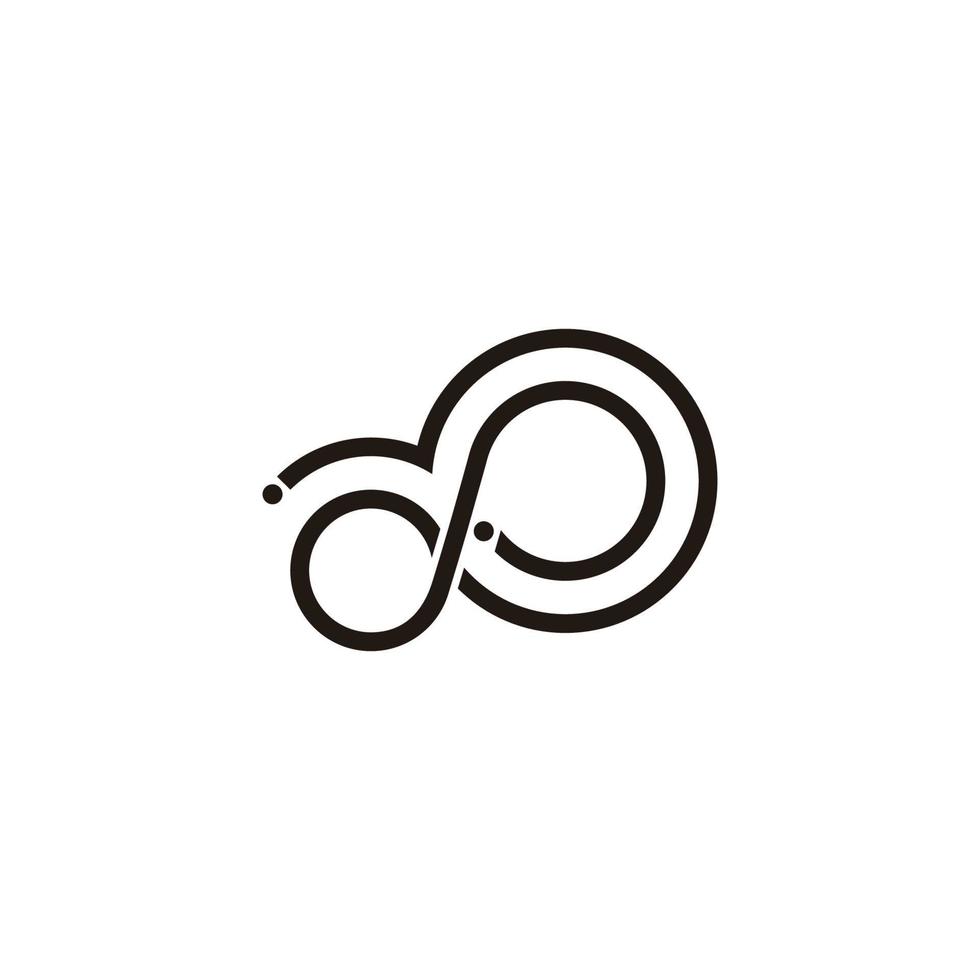 brev dp abstrakt slinga cirkel moln form logotyp vektor