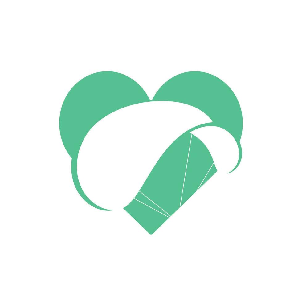 Fallschirm-Herzform-Logo-Design. Symbol für den Luftballon der Lieferung. Vektorsymbol für Unternehmen. vektor
