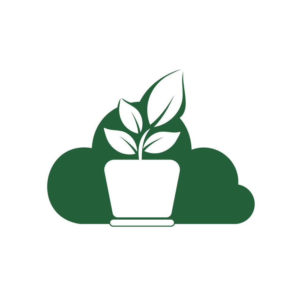 Wolke und Blume Topf Logo Design. Wachstum Vektor Logo Design Vorlage.