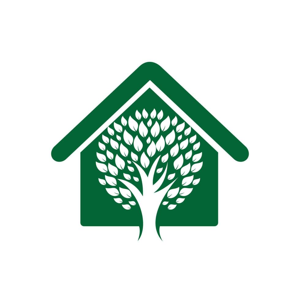 grünes Haus-Logo-Design. Baumhaus-Logo-Design. vektor