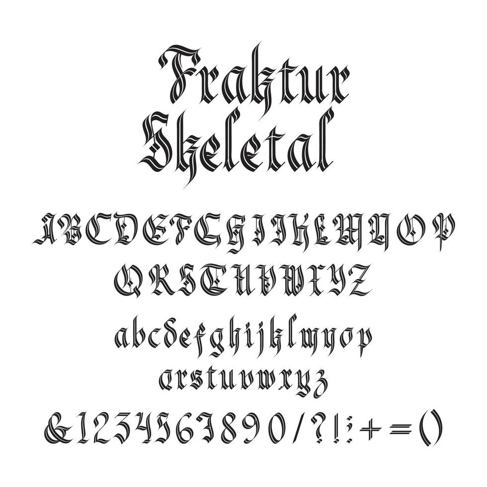 årgång gotik font vektor illustration