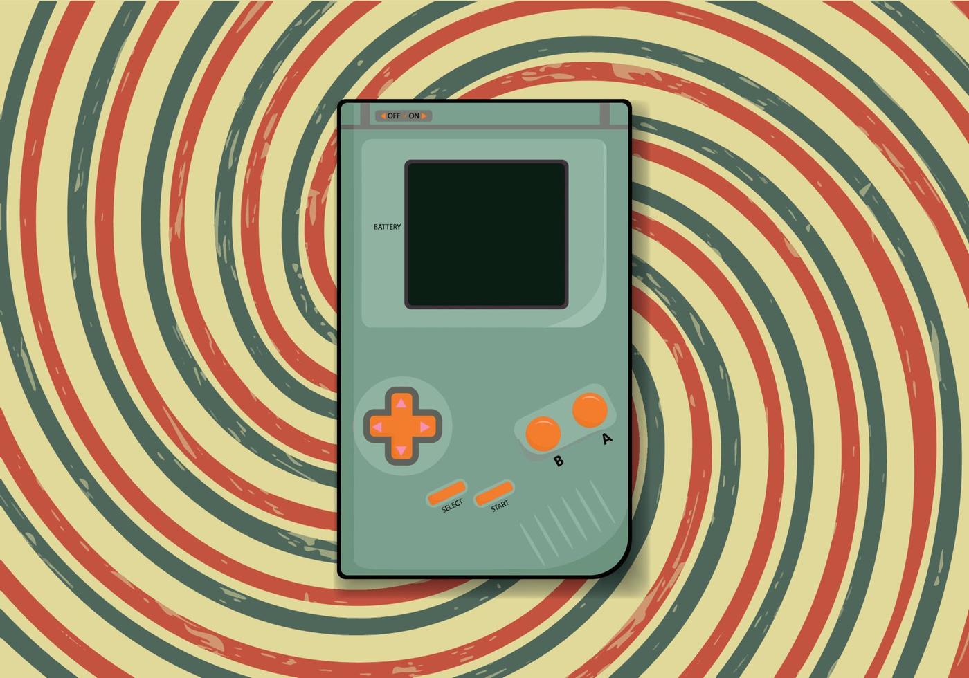 fri nostalgi Game Boy design. retro spel grej. platt vektor illustration med retro bakgrund.