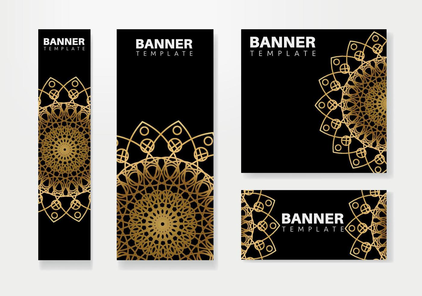 Luxus Zier Mandala Banner Design mit golden Arabeske Muster Arabisch islamisch Osten Stil. Vektor Brief Kopf Vorlage.