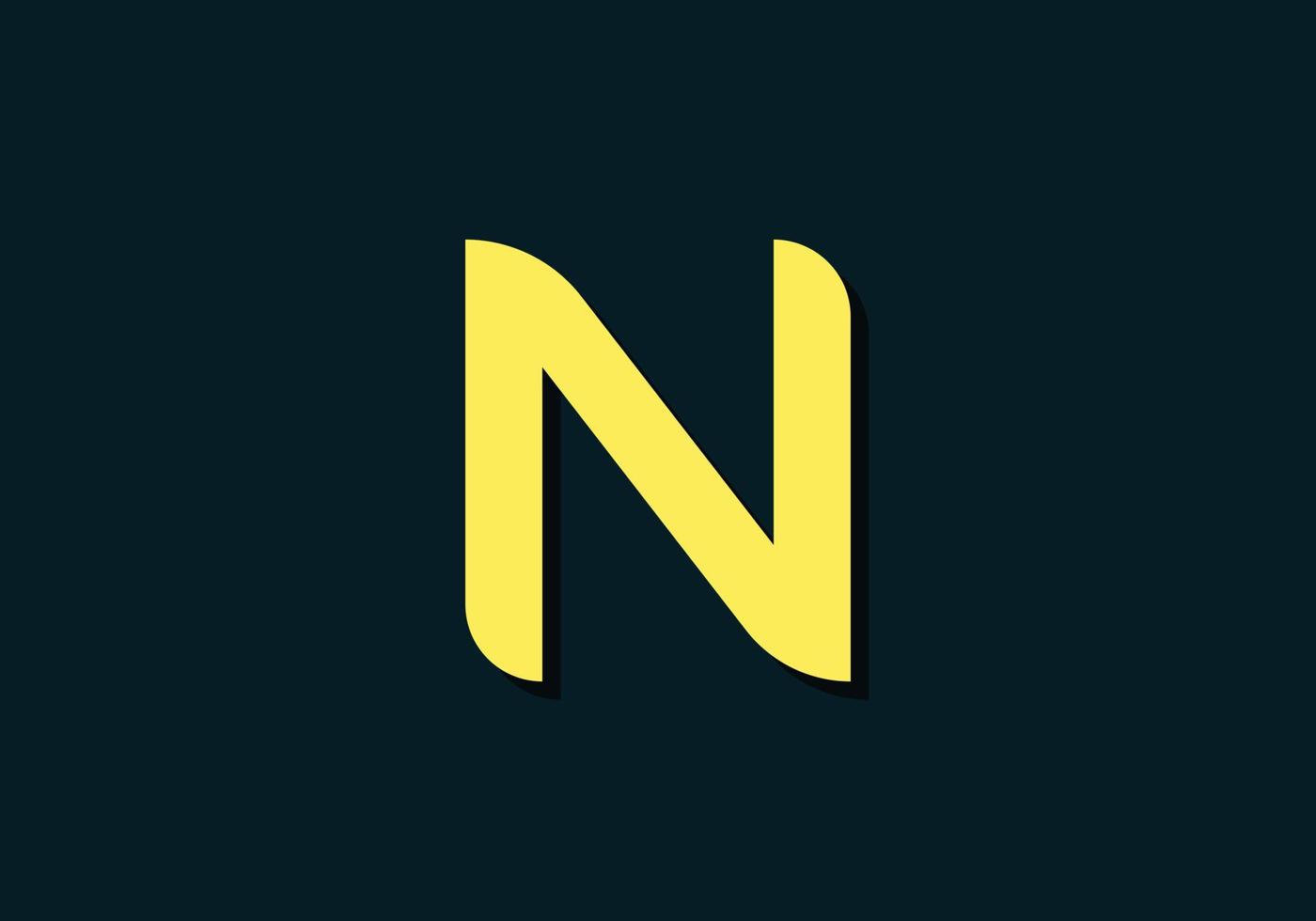 eps10 vektor n alfabet brev logotyp ikon med skugga isolerat på mörk bakgrund