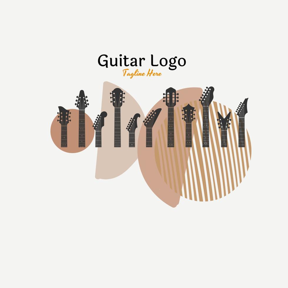 gitarr logotyp vektor design illustration, musik logotyper