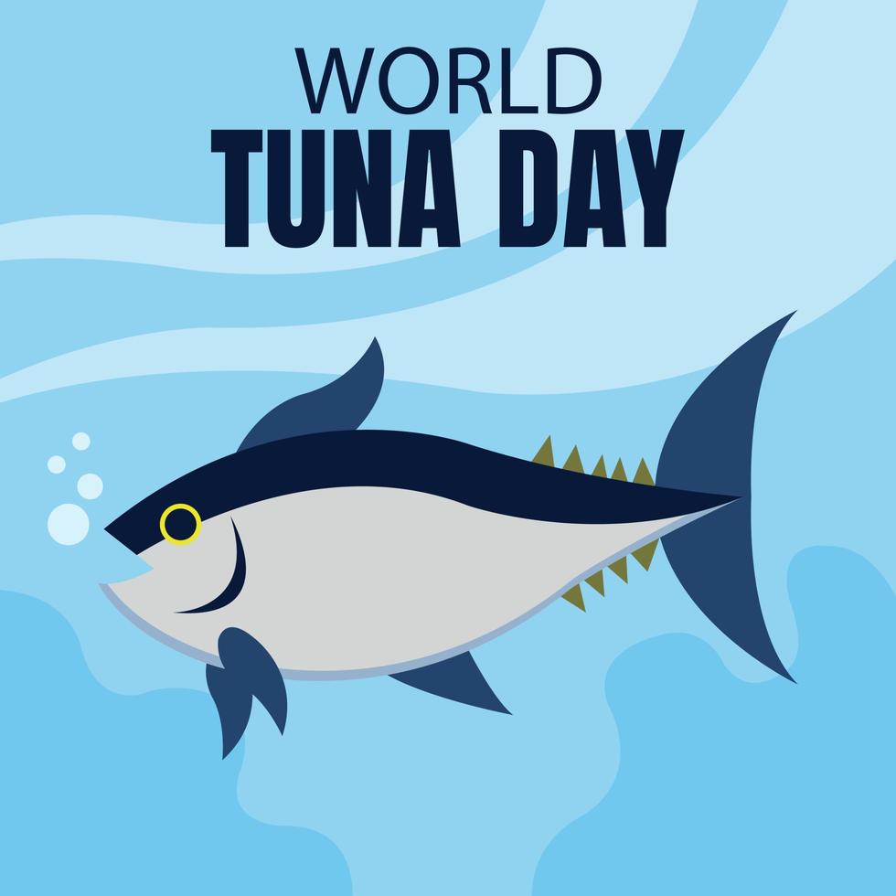 Illustration Vektor Grafik von Thunfisch Fisch im Meer Wasser emittiert Luft Blasen, perfekt zum International Tag, Welt Thunfisch Tag, zelebrieren, Gruß Karte, usw.
