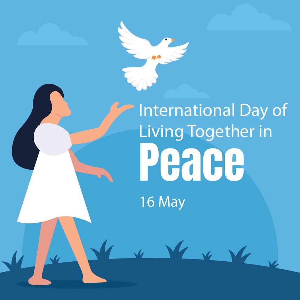 Illustration Vektor Grafik von ein Frau loslassen Tauben in das Luft, perfekt zum International Tag, Leben zusammen im Frieden, zelebrieren, Gruß Karte, usw.