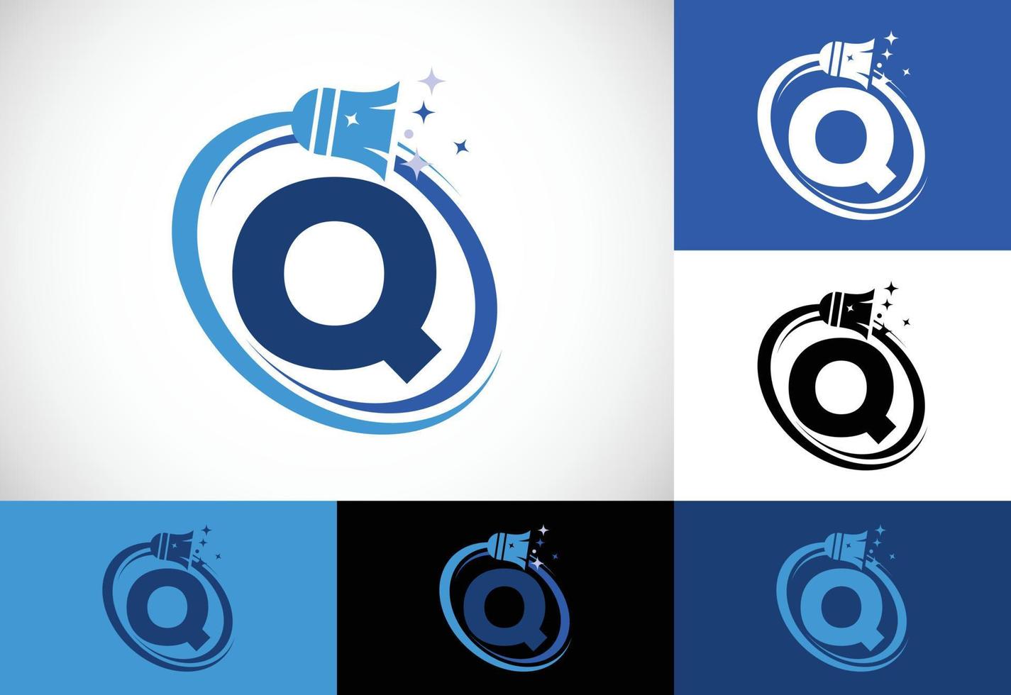 brev q rengöring service logotyp design mall, rengöring företag logotyp tecken symbol. vektor