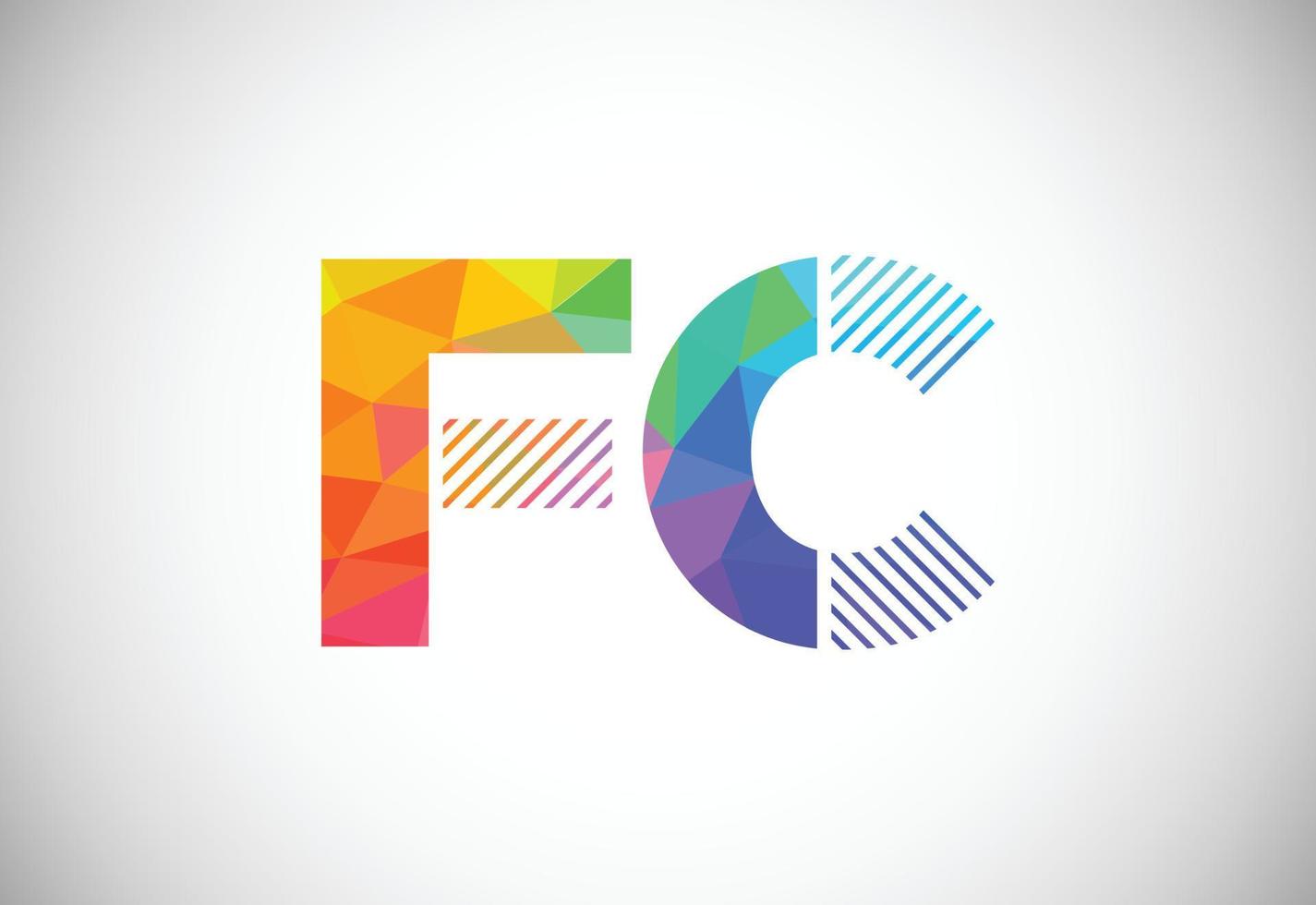 första brev f c låg poly logotyp design vektor mall. grafisk alfabet symbol för företags- företag identitet