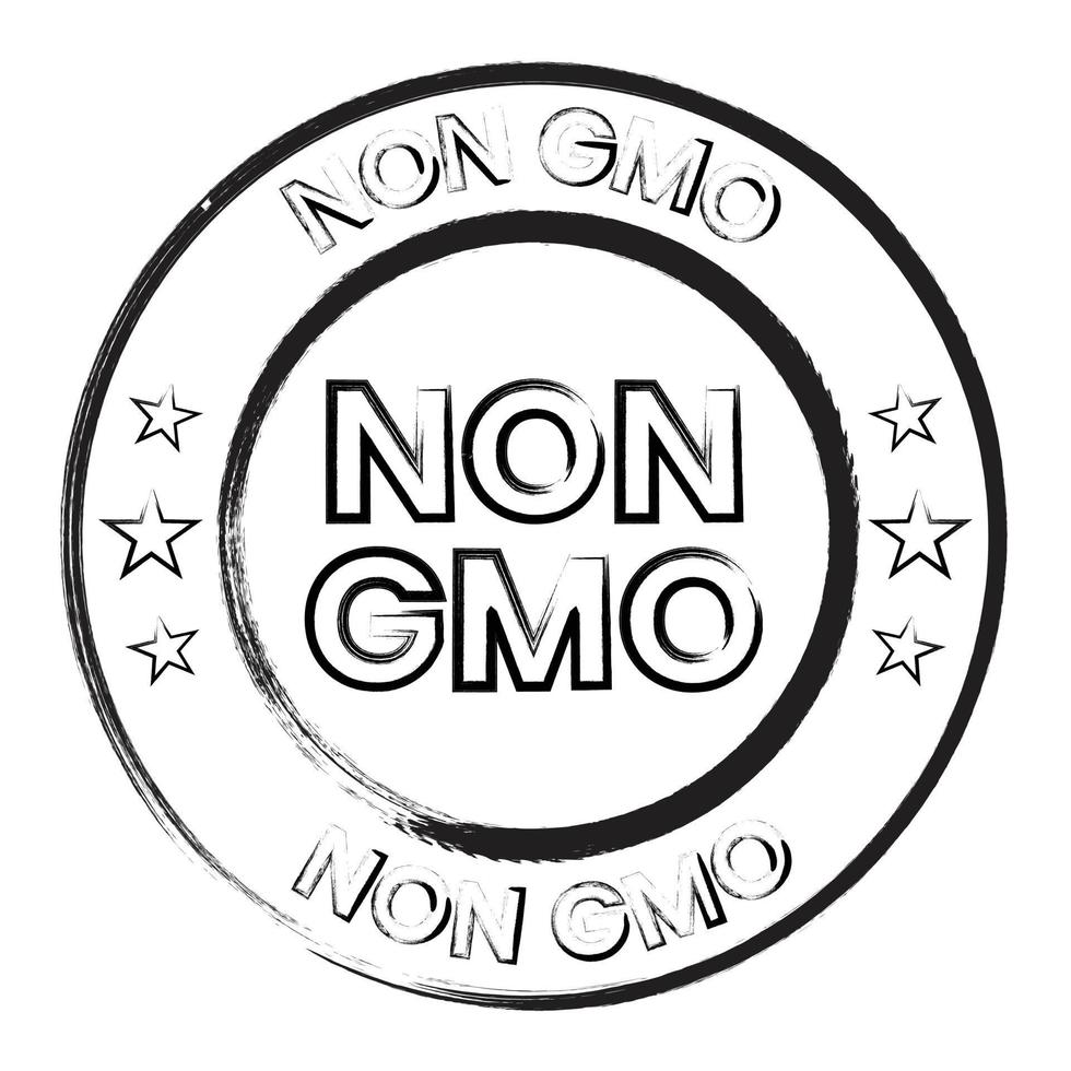 icke gmo bricka ikon, klistermärke, täta för mat packning design, cbd märka mall, hampa olja vektor