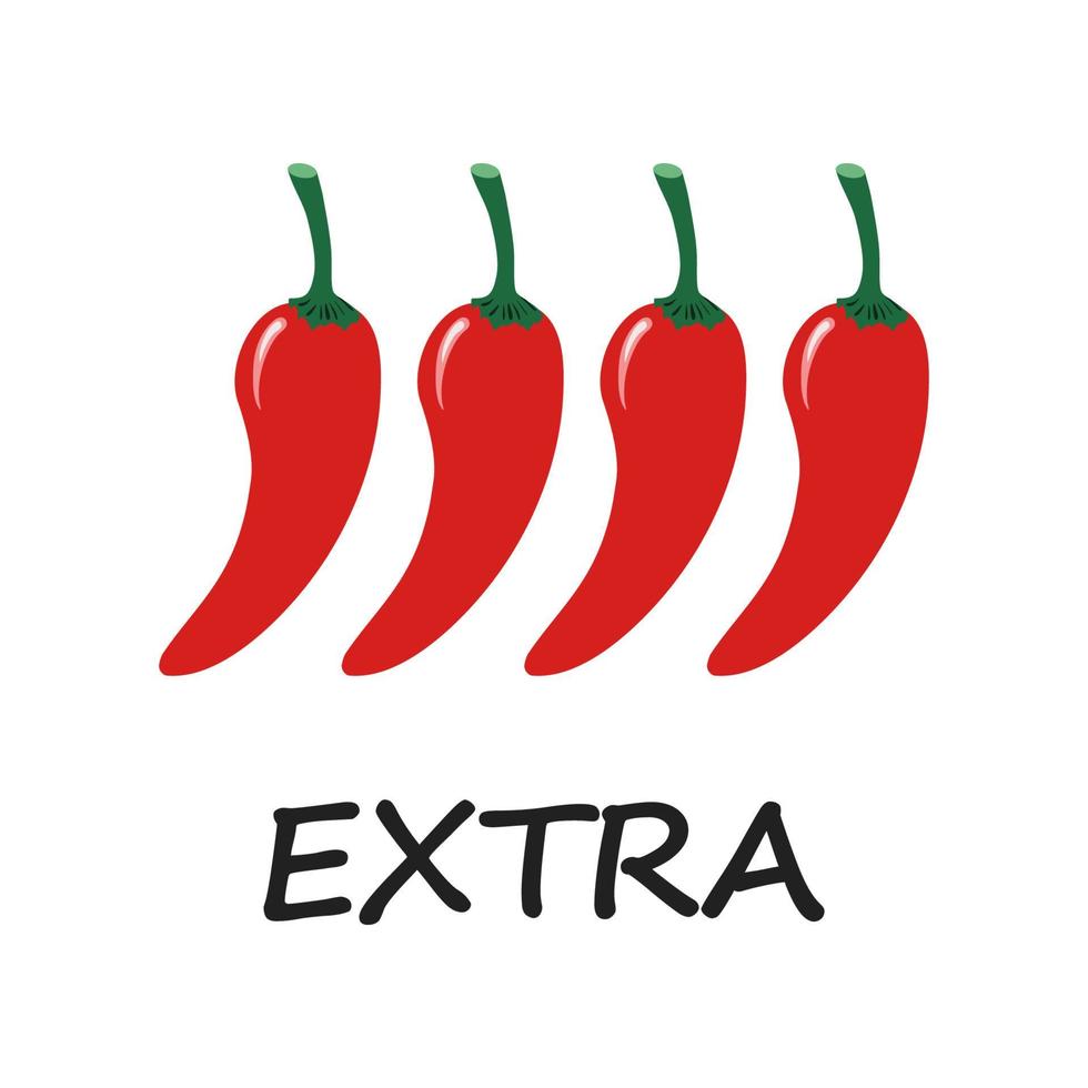 kryddad chili peppar röd sås nivå extra. traditionell mexikansk och kinesisk kryddad mat i klotter stil. vektor hand dragen illustration isolerat på en vit bakgrund.