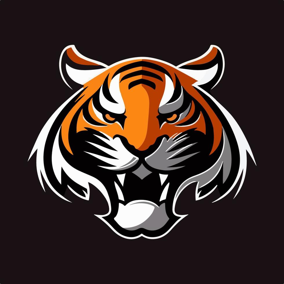 brüllend Tiger auf ein dunkel Hintergrund. eben Tiger Logo. Tiger tätowieren Konzept. vektor
