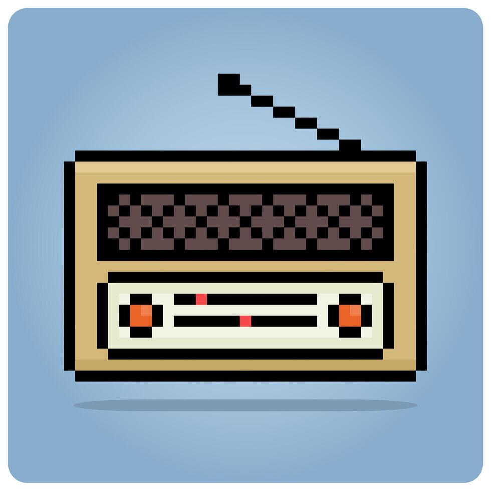 8 bit pixel årgång radio. klassisk radio pixel för spel tillgång och webb ikon i vektor illustration.