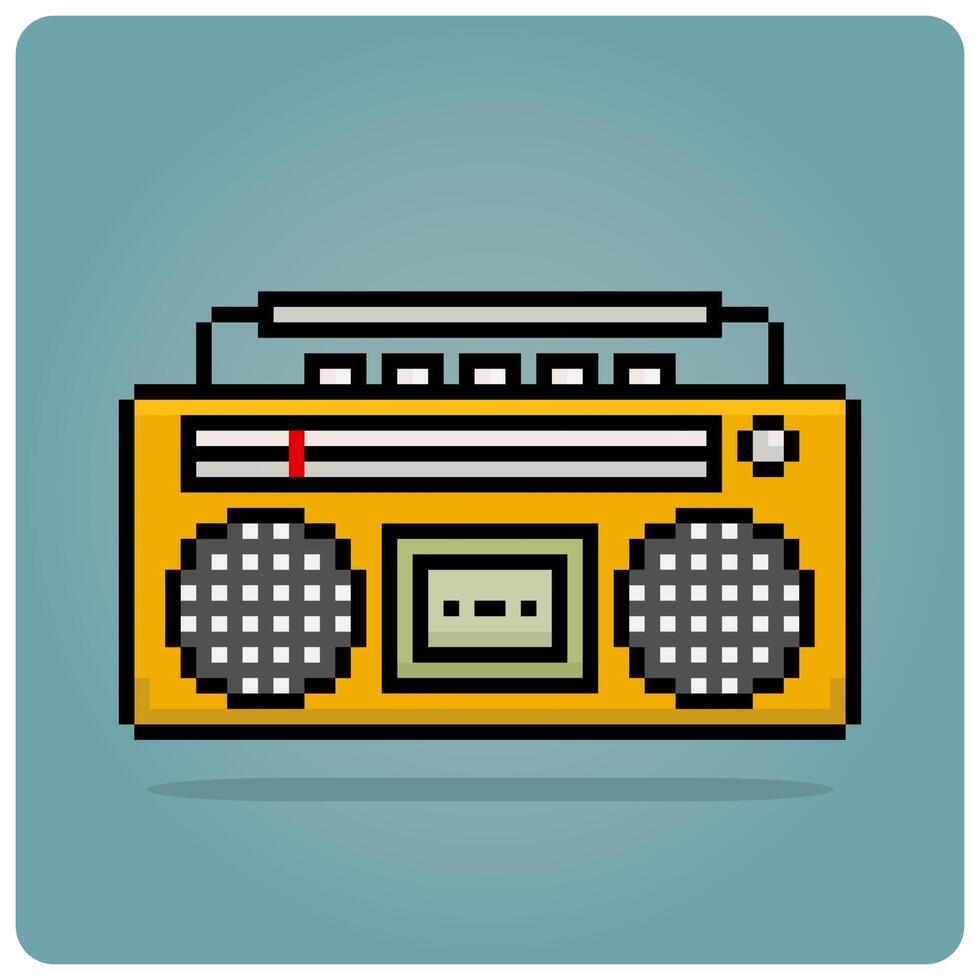 8 bisschen Pixel Jahrgang Radio. klassisch Radio Pixel zum Spiel Anlagegut und Netz Symbol im Vektor Illustration.