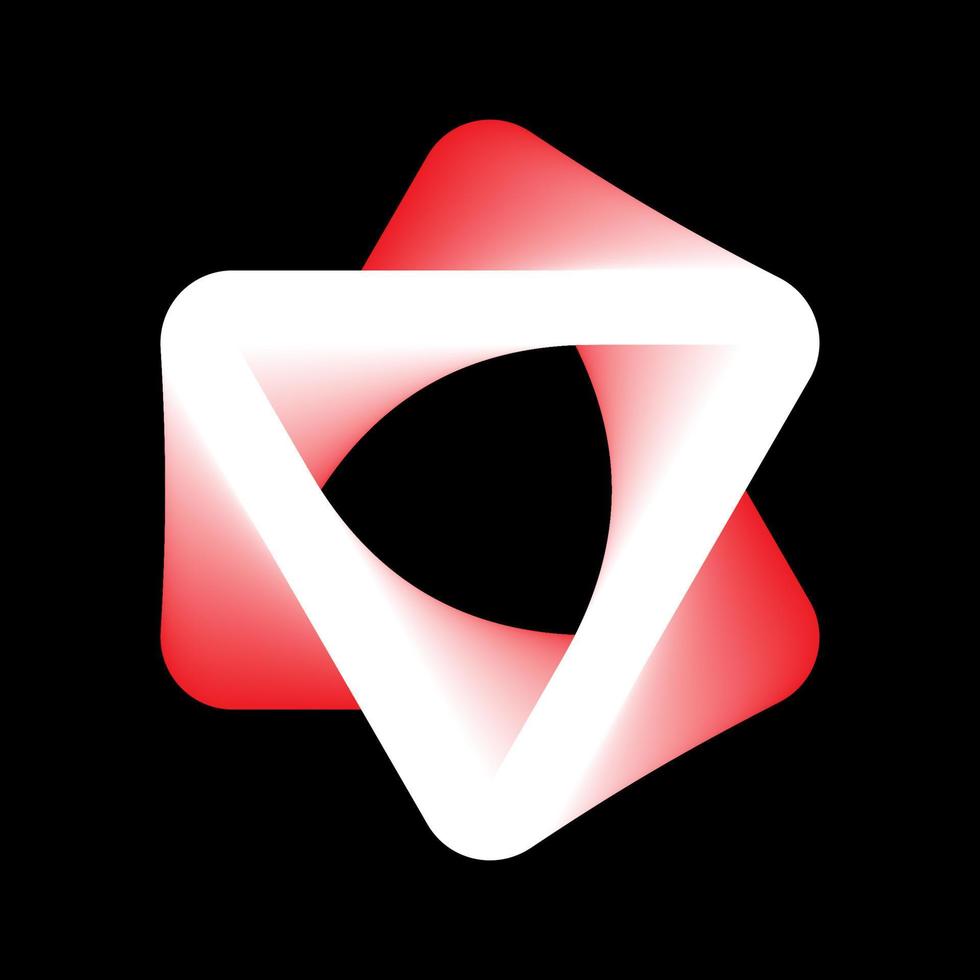 röd och vit neon blandning ljus triangel symbol vektor mall. triangel- blandning glöd logotyp ikon.