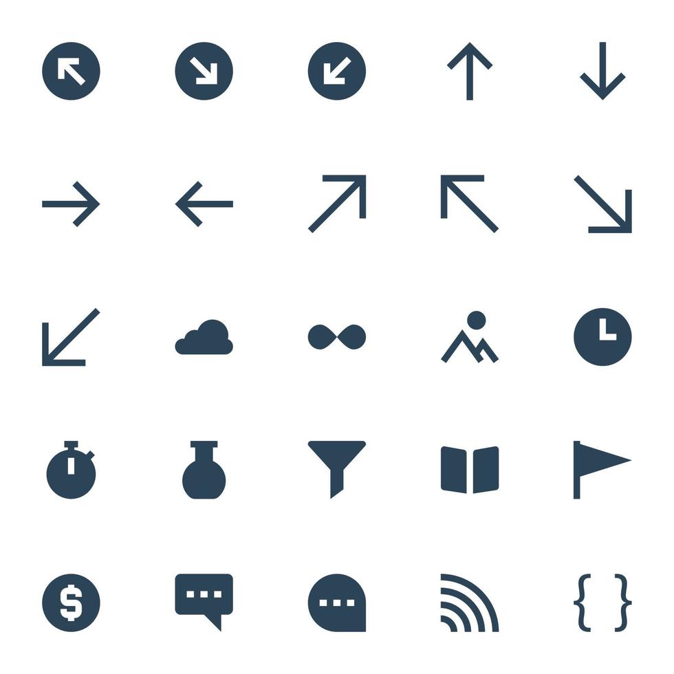 Glyphe Symbole zum ui ux. vektor