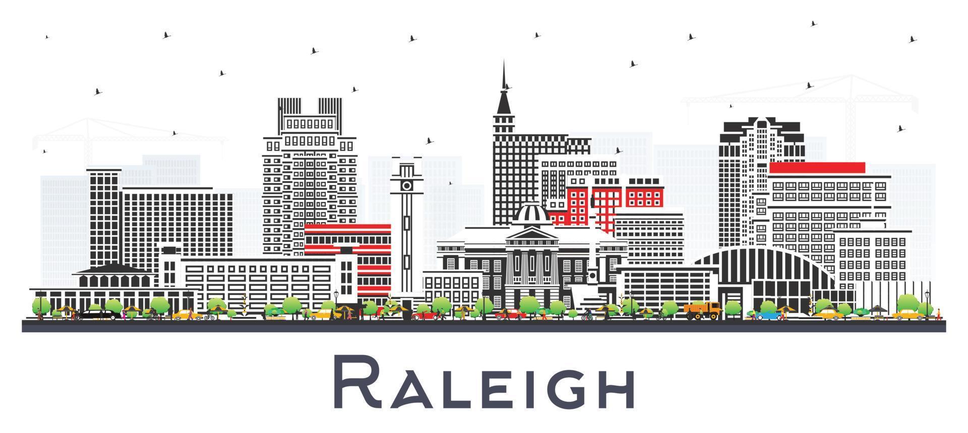 raleigh norr Carolina stad horisont med Färg byggnader isolerat på vit. vektor illustration. raleigh stadsbild med landmärken.