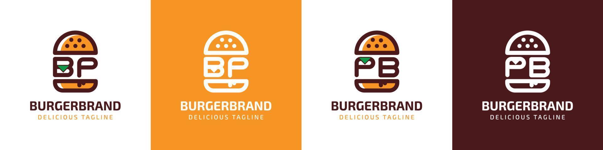 Brief bp und pb Burger Logo, geeignet zum irgendein Geschäft verbunden zu Burger mit bp oder pb Initialen. vektor