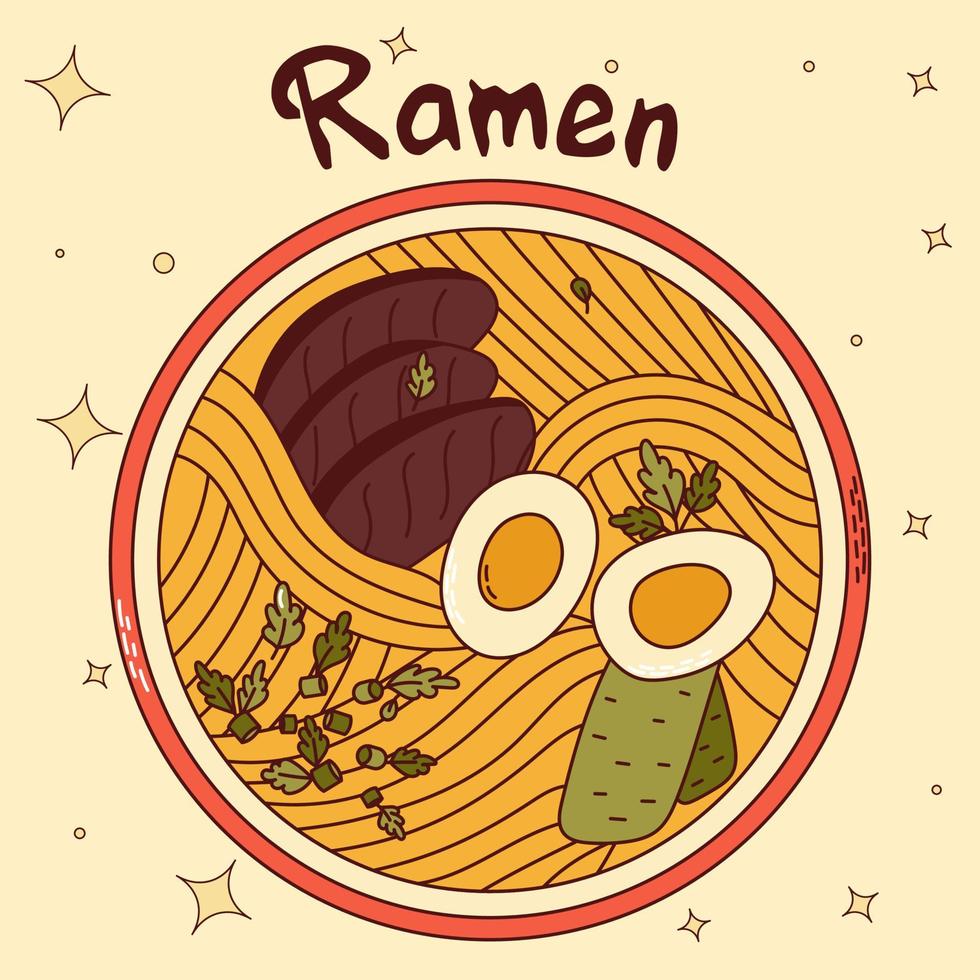 traditionell japanisch Lebensmittel. asiatisch Ramen. Vektor Abbildung