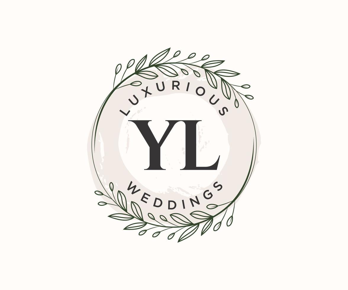 yl Initialen Brief Hochzeit Monogramm Logos Vorlage, handgezeichnete moderne minimalistische und florale Vorlagen für Einladungskarten, Datum speichern, elegante Identität. vektor
