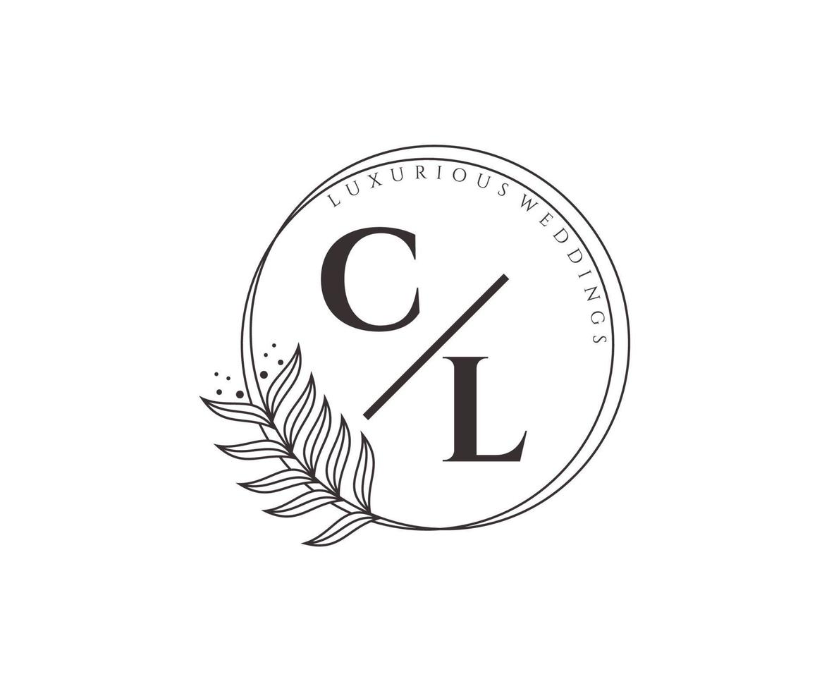 cl initialer brev bröllop monogram logotyper mall, hand dragen modern minimalistisk och blommig mallar för inbjudan kort, spara de datum, elegant identitet. vektor