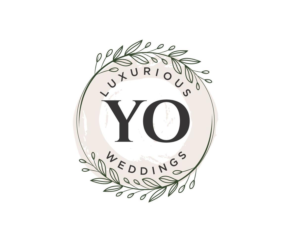yo Initialen Brief Hochzeit Monogramm Logos Vorlage, handgezeichnete moderne minimalistische und florale Vorlagen für Einladungskarten, Datum speichern, elegante Identität. vektor