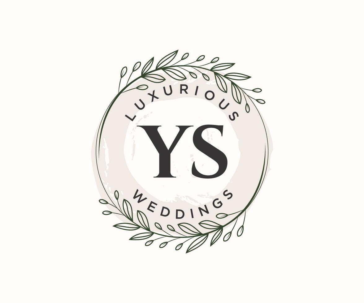 ys Initialen Brief Hochzeit Monogramm Logos Vorlage, handgezeichnete moderne minimalistische und florale Vorlagen für Einladungskarten, Datum speichern, elegante Identität. vektor