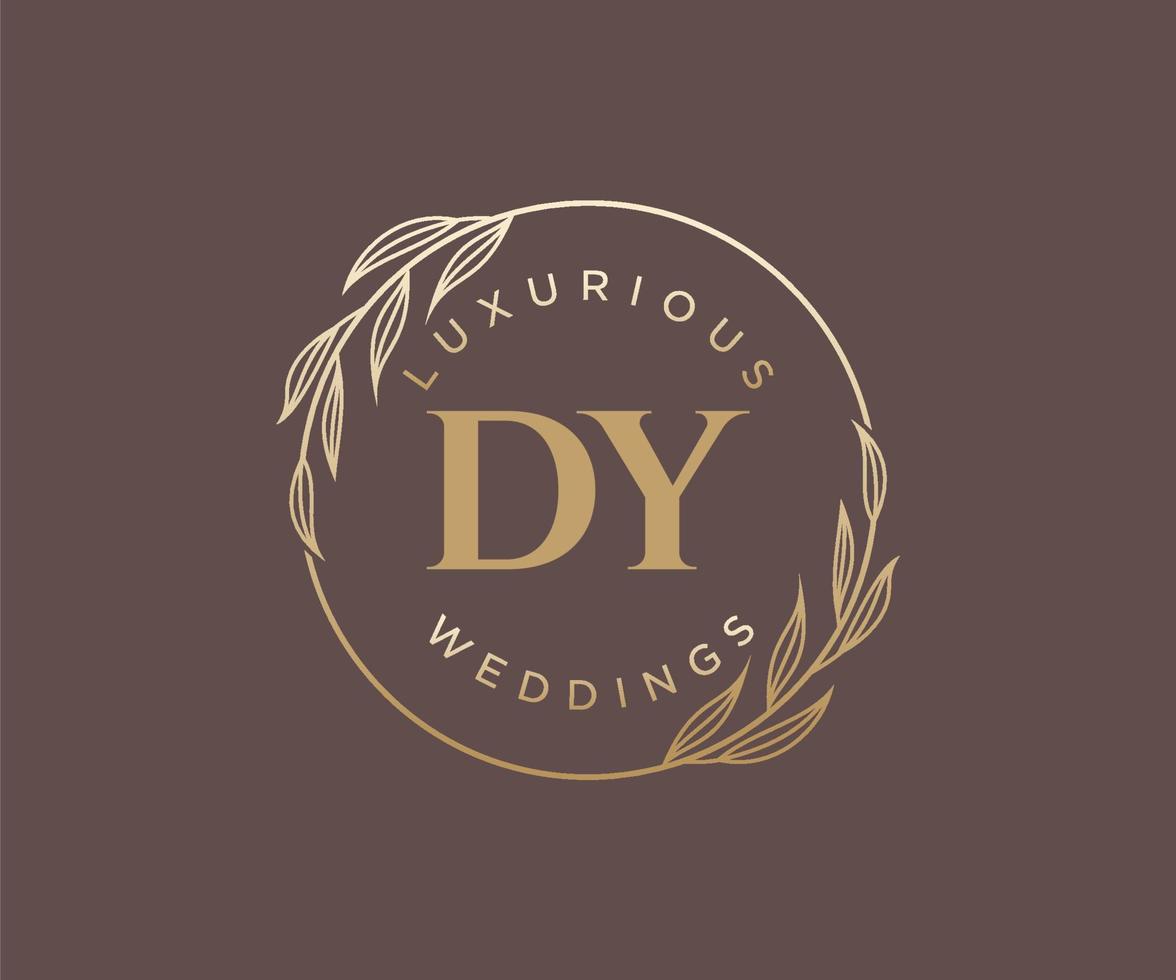 dy Initialen Brief Hochzeit Monogramm Logos Vorlage, handgezeichnete moderne minimalistische und florale Vorlagen für Einladungskarten, Datum speichern, elegante Identität. vektor