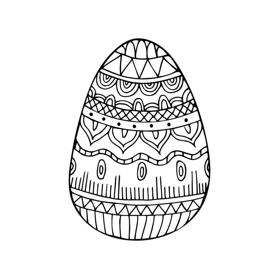 Hand gezeichnet Gekritzel Ostern Ei. Ostern Zentangle. Vektor Ei mit Ornament. Umriss.