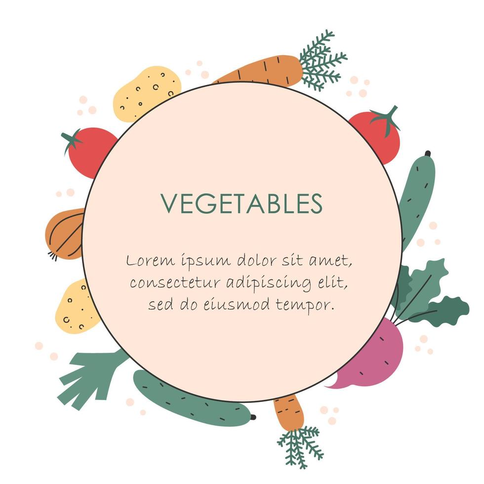 vektor klotter ram med grönsaker.
