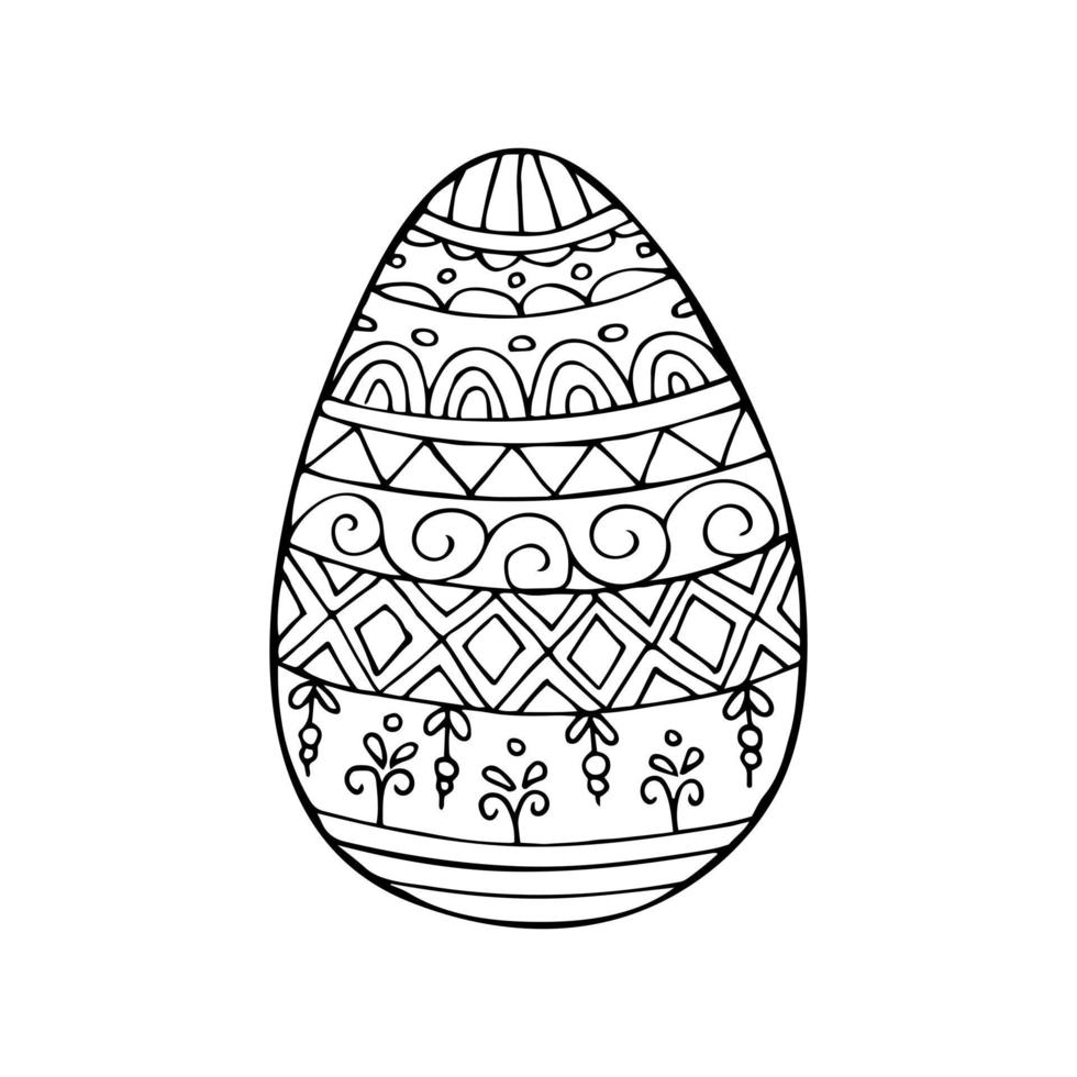 Hand gezeichnet Gekritzel Ostern Ei. Ostern Zentangle. Vektor Ei mit Ornament. Umriss.