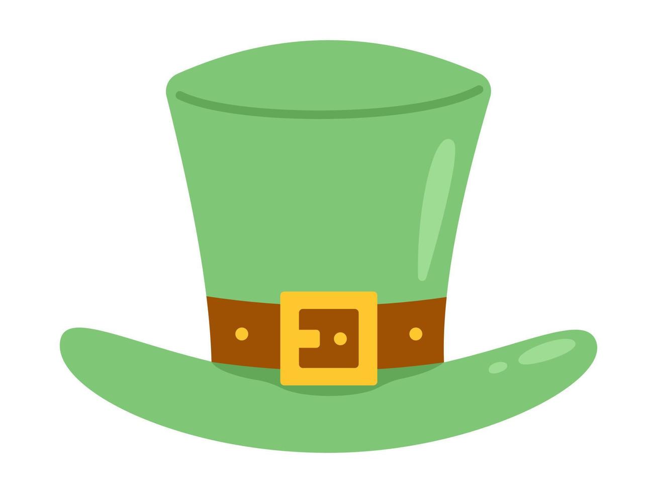 vektor grön pyssling hatt i platt design. ClipArt för fira st patricks dag. älva hatt med guld spänne.