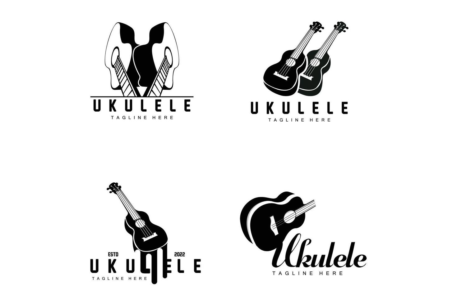 minimalistisches ukulele-musiklogodesign, ukulele-gitarrenvektor. Ukulele-Logo-Design vektor