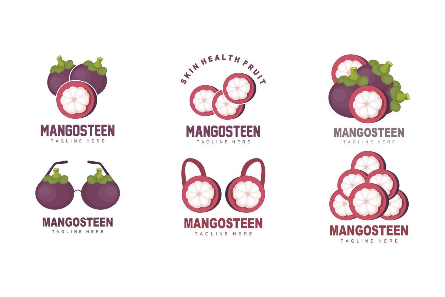 Mangosteen-Logo-Design, Vektor aus frischen Früchten für die Hautgesundheit, Markenillustration für Obstläden und natürliche Hautmedizin