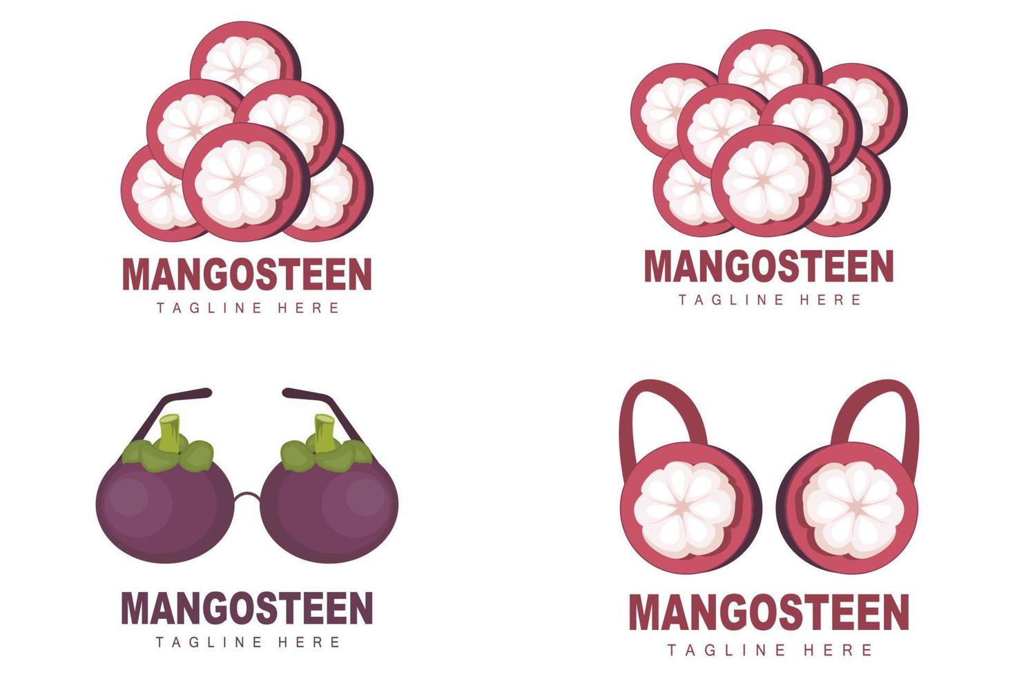 Mangosteen-Logo-Design, Vektor aus frischen Früchten für die Hautgesundheit, Markenillustration für Obstläden und natürliche Hautmedizin