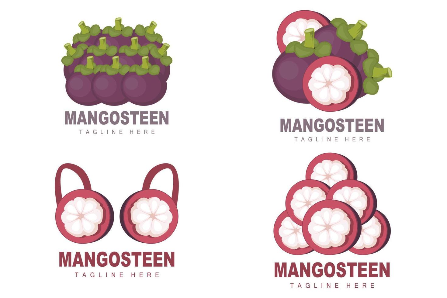 mangostan logotyp design, färsk frukt vektor för hud hälsa, frukt affär varumärke illustration och naturlig hud medicin