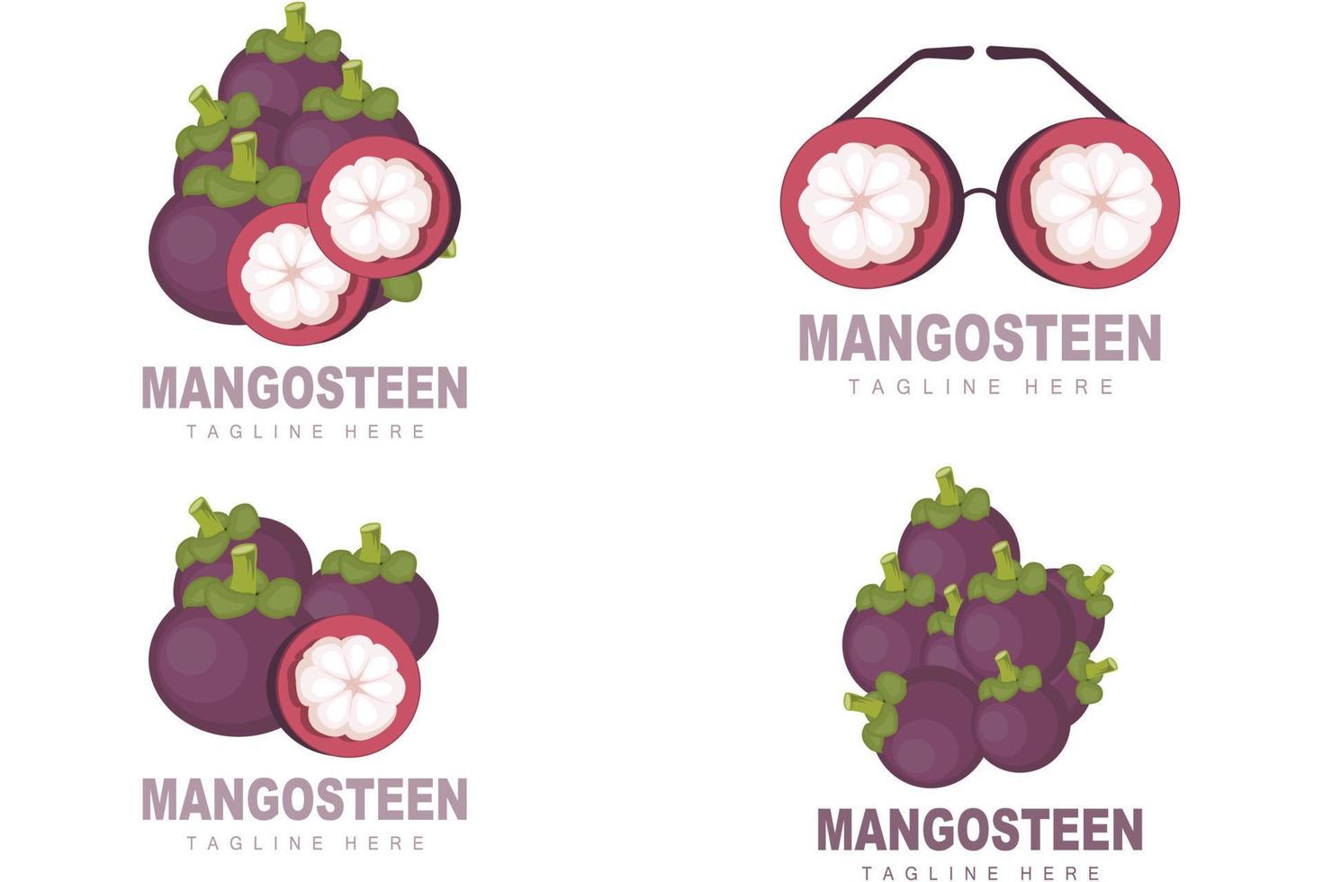 Mangosteen-Logo-Design, Vektor aus frischen Früchten für die Hautgesundheit, Markenillustration für Obstläden und natürliche Hautmedizin