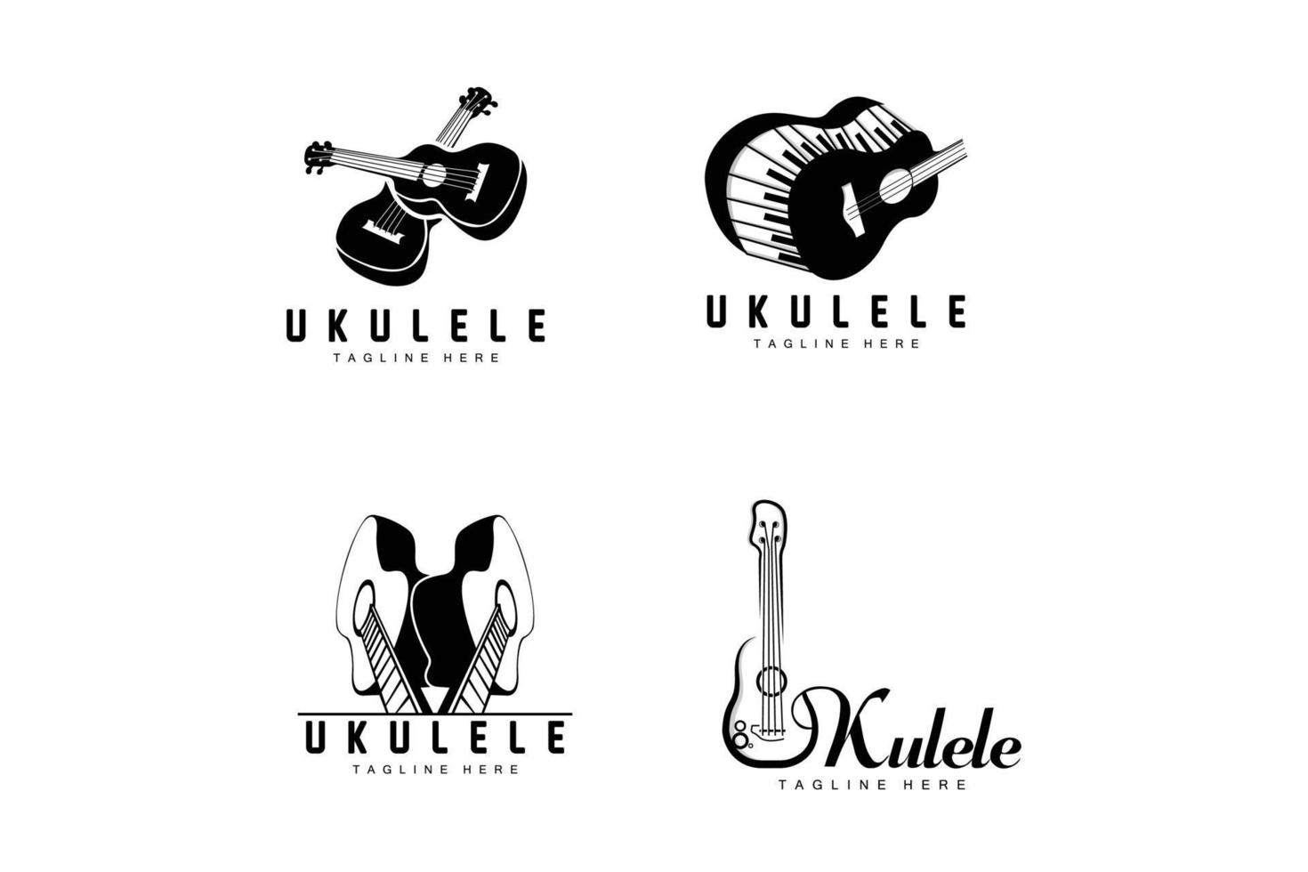 minimalistisches ukulele-musiklogodesign, ukulele-gitarrenvektor. Ukulele-Logo-Design vektor