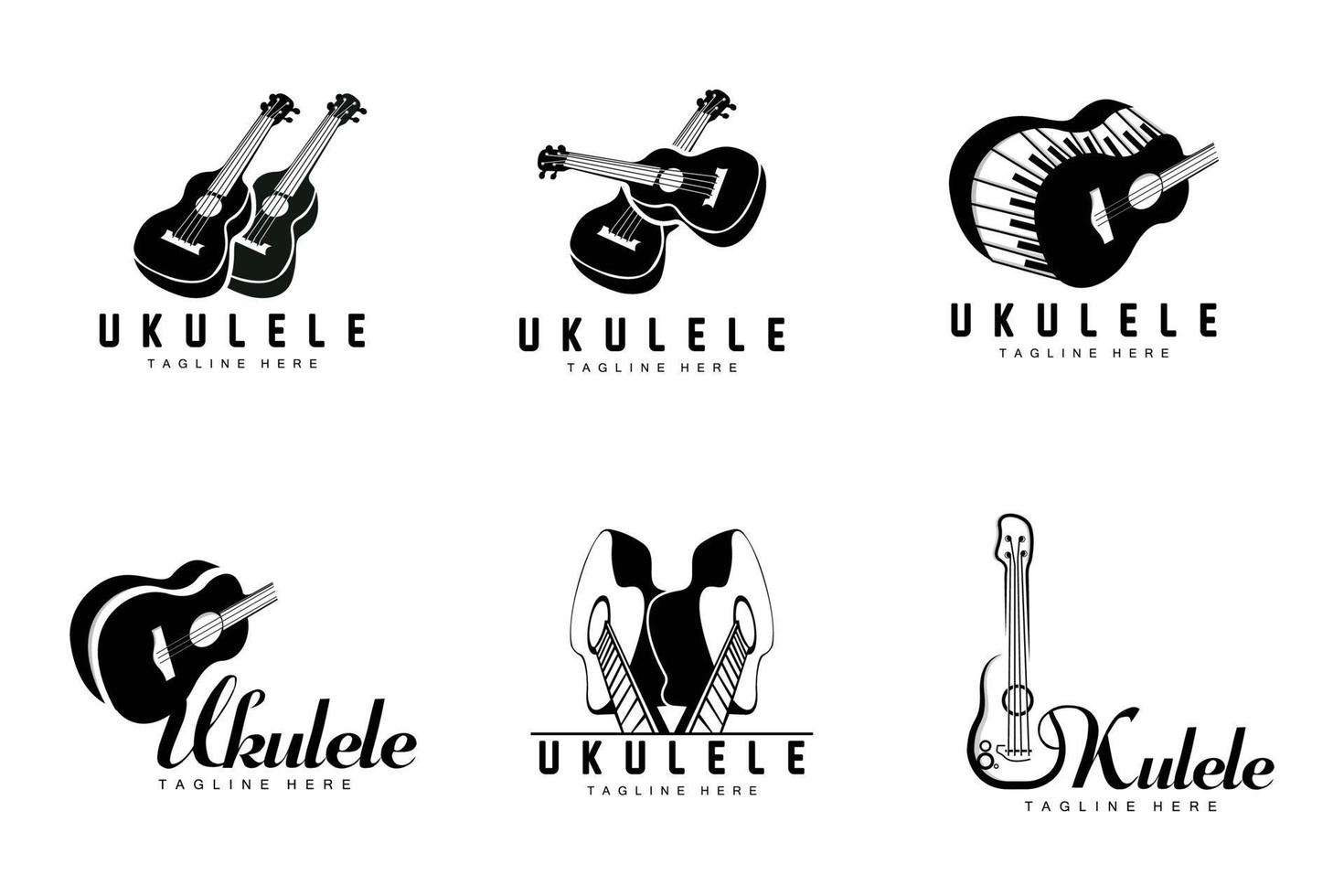 minimalistisk ukulele musik logotyp design, ukulele gitarr vektor. ukelele logotyp design vektor