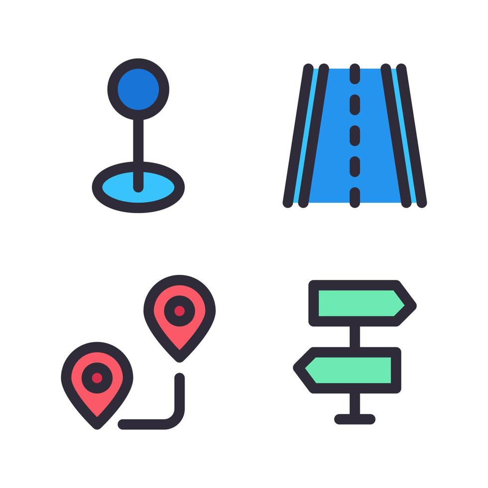 Karten Navigation Symbole Satz. Punkt, Fahrbahn, Richtung, Zeichen Weg. perfekt zum Webseite Handy, Mobiltelefon Anwendung, App Symbole, Präsentation, Illustration und irgendein andere Projekte vektor