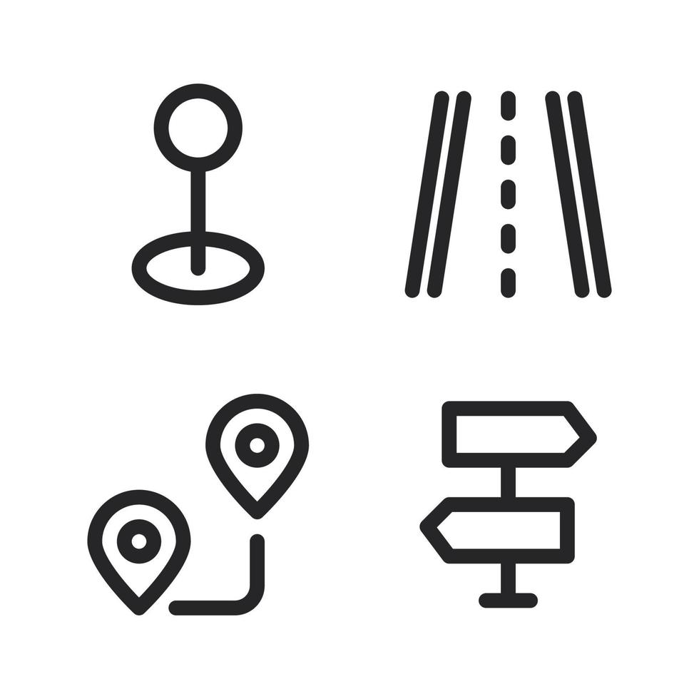 Karten Navigation Symbole Satz. Punkt, Fahrbahn, Richtung, Zeichen Weg. perfekt zum Webseite Handy, Mobiltelefon Anwendung, App Symbole, Präsentation, Illustration und irgendein andere Projekte vektor