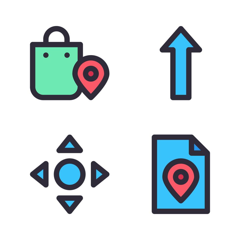 Karten Navigation Symbole Satz. Einkaufen Stift, oben Pfeil, Richtung, Datei Karte. perfekt zum Webseite Handy, Mobiltelefon Anwendung, App Symbole, Präsentation, Illustration und irgendein andere Projekte vektor