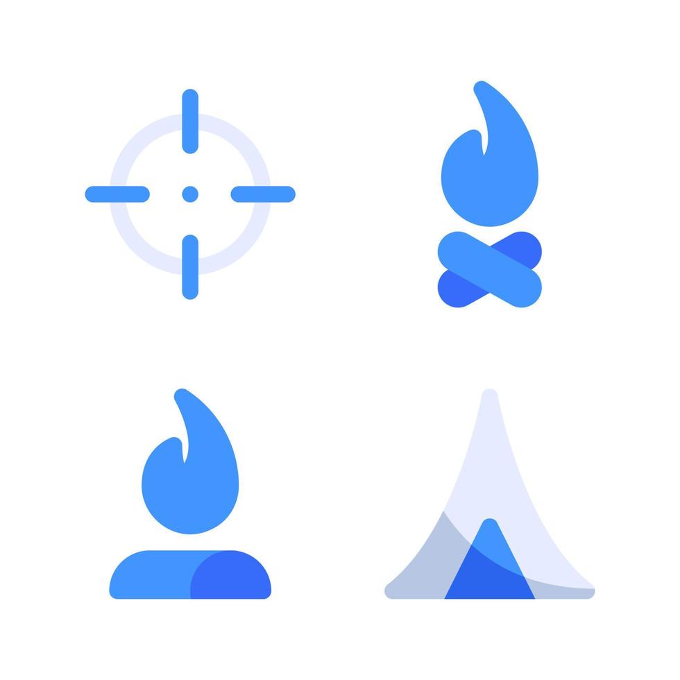 Abenteuer Symbole Satz. Ziel, bon Feuer, Zelt. perfekt zum Webseite Handy, Mobiltelefon Anwendung, App Symbole, Präsentation, Illustration und irgendein andere Projekte vektor