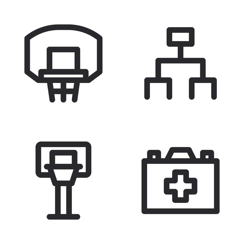 Basketball Symbole Satz. Ring, Struktur, Reifen, medizinisch Kasten. perfekt zum Webseite Handy, Mobiltelefon Anwendung, App Symbole, Präsentation, Illustration und irgendein andere Projekte vektor