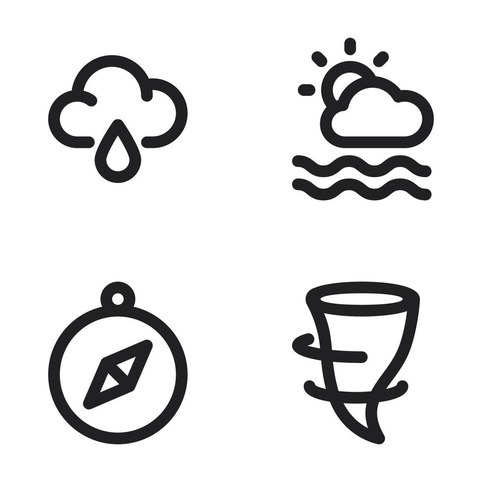 väder ikoner uppsättning. släppa vatten, molnig, kompass, tornado. perfekt för hemsida mobil app, app ikoner, presentation, illustration och några Övrig projekt vektor