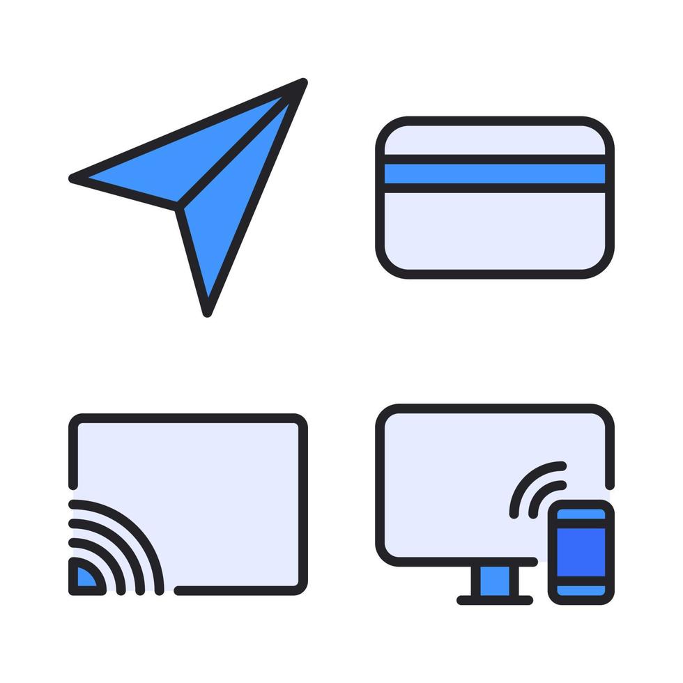 användare gränssnitt ikoner uppsättning. papper plan, kreditera kort, wiFi förbindelse, enheter. perfekt för hemsida mobil app, app ikoner, presentation, illustration och några Övrig projekt vektor