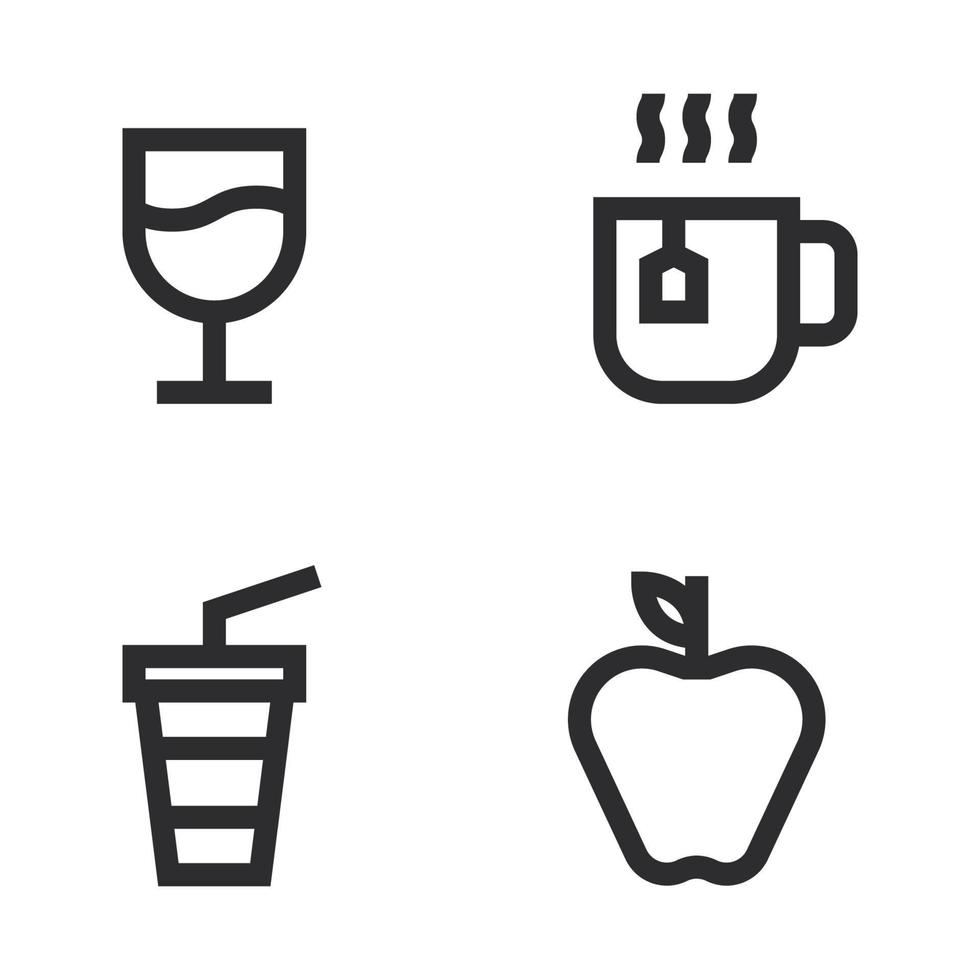 mat dryck ikoner uppsättning. cocktail, te, soda, äpple frukt. perfekt för hemsida mobil app, app ikoner, presentation, illustration och några Övrig projekt vektor