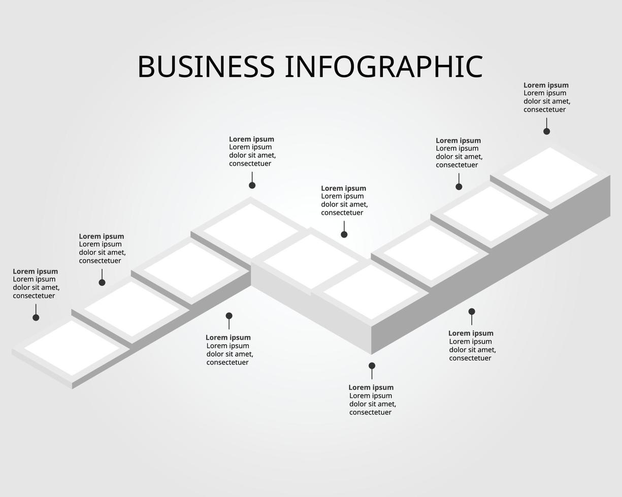 fyrkant tidslinje Diagram mall för infographic för presentation för 9 element vektor